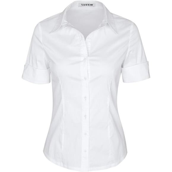 Tops - Womens Button Down Shirts Tailored Short Sleeve Shirt